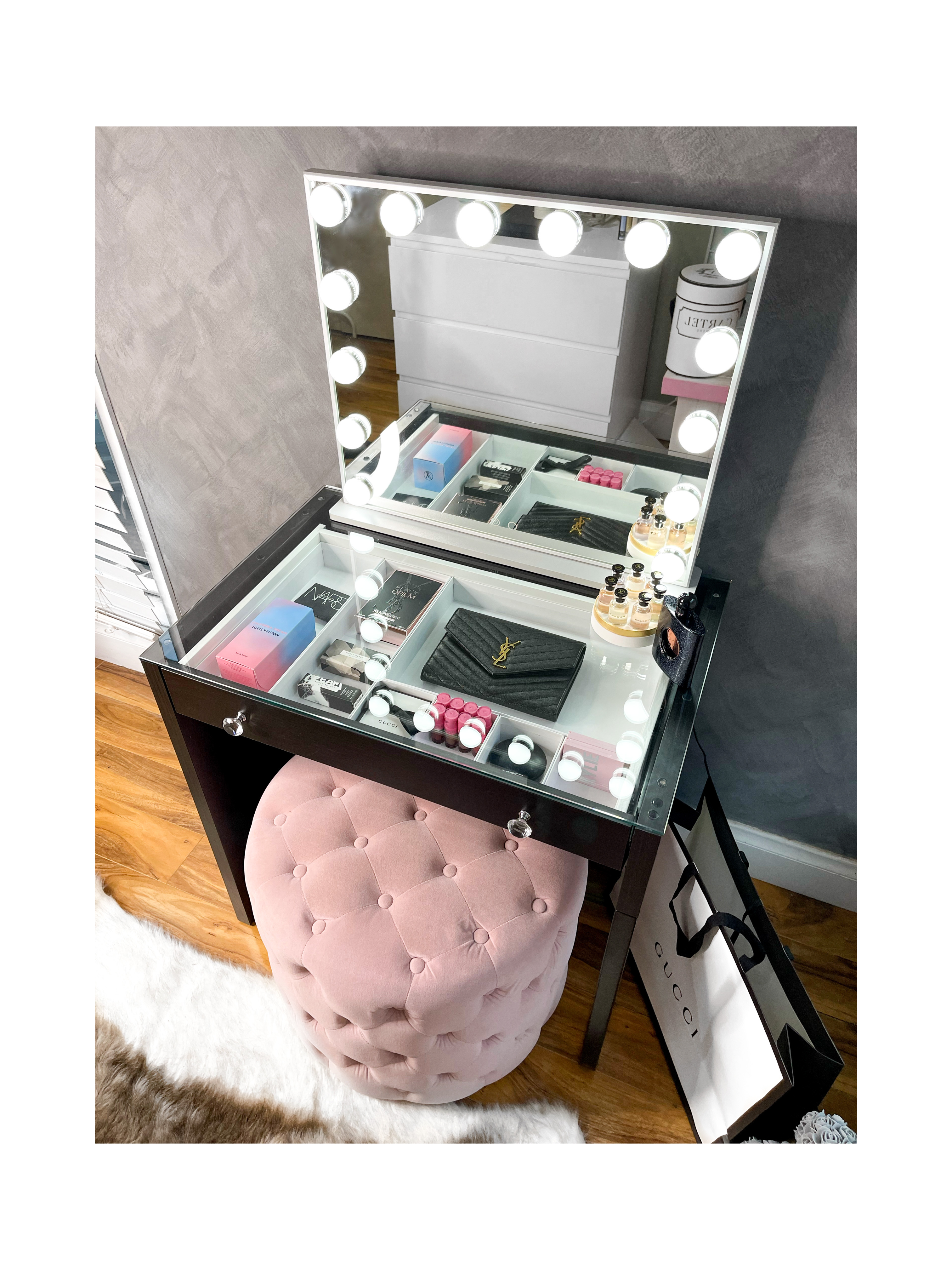 (Set) Hollywood Mirror & Table "Luxe"