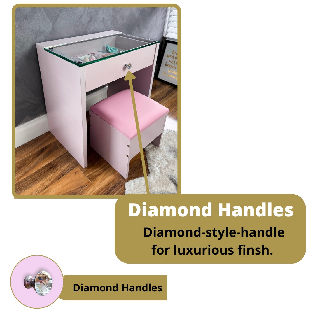 (SET) Pink Mini Vanity table & Chair "Bling Station"