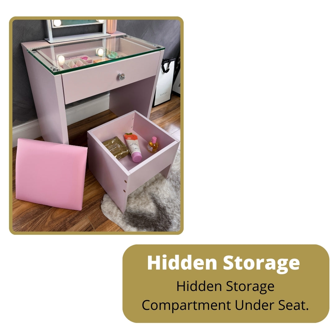 (SET) Pink Mini Vanity table & Chair "Bling Station"