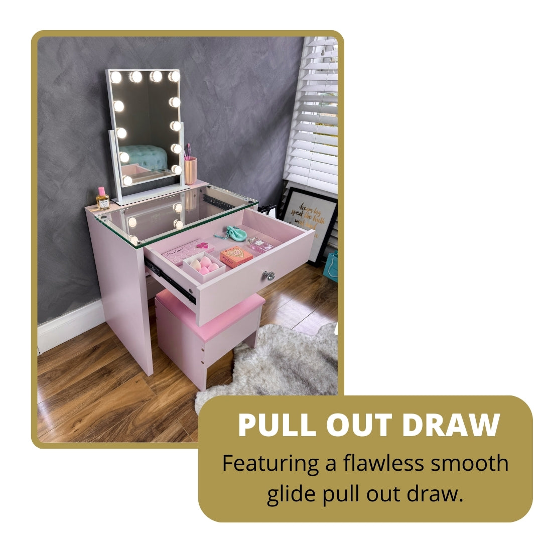 (SET) Pink Mini Vanity table & Chair "Bling Station"