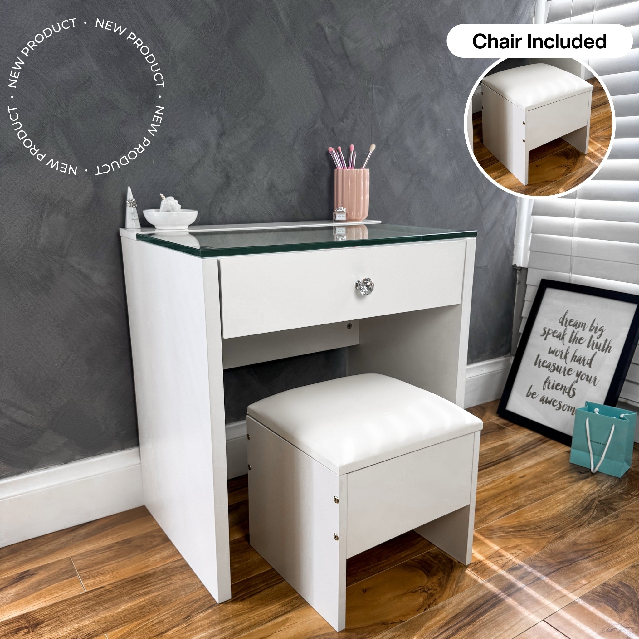 (SET) Mini Vanity table & Chair "Bling Station"