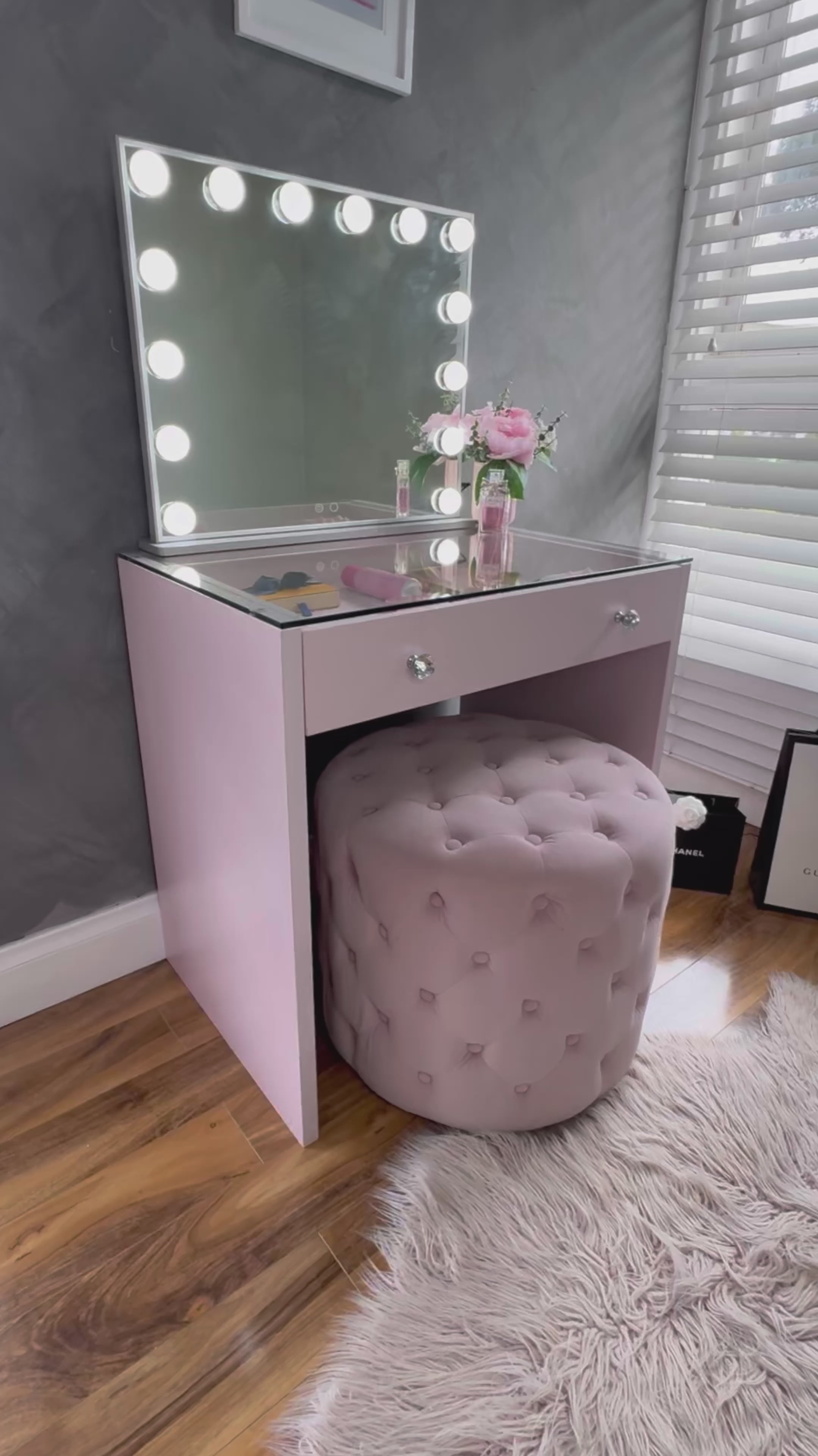 (Set) Hollywood Mirror & Table Pink "Luxe"