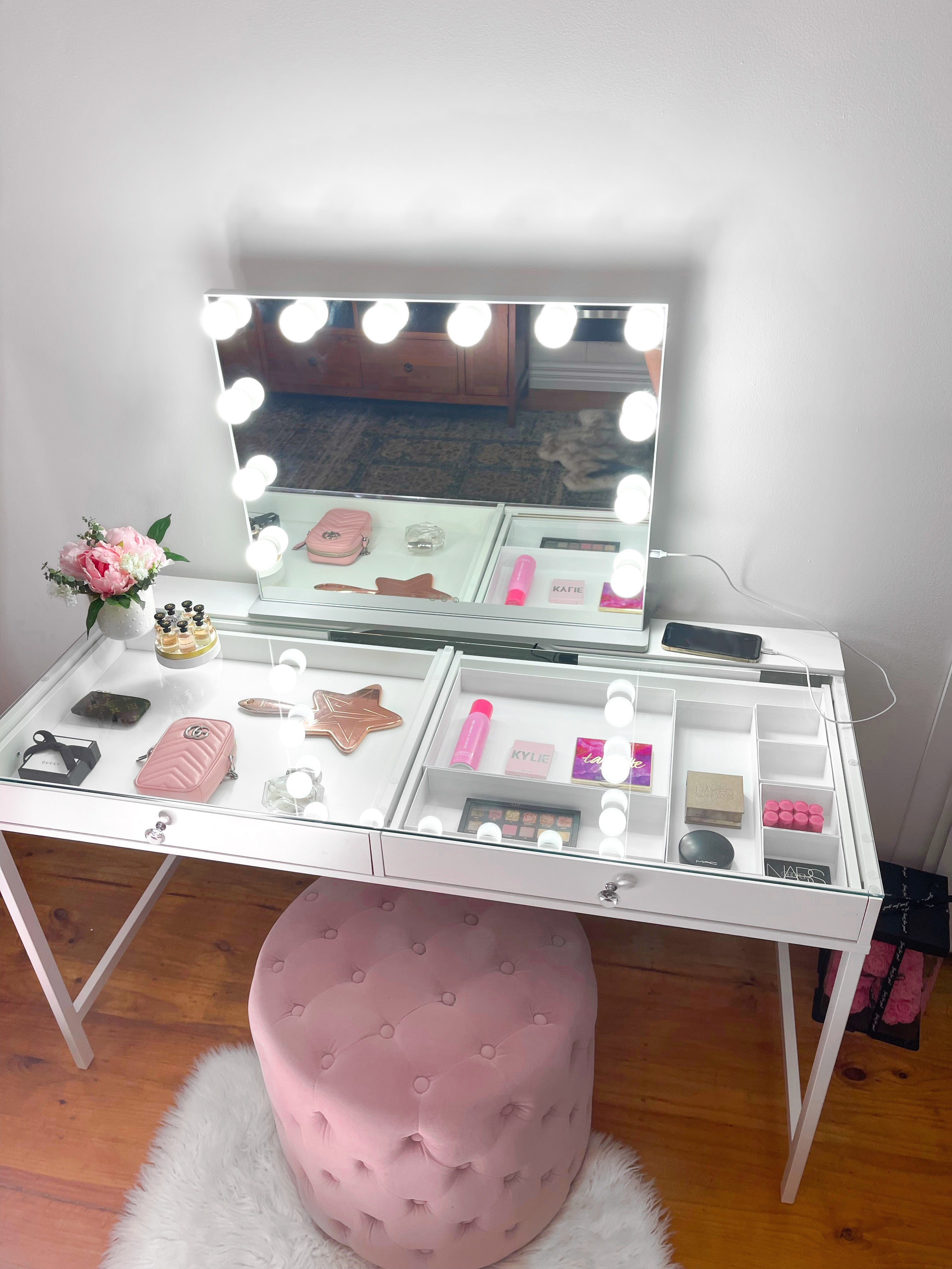 (Set) Hollywood Mirror & Table Set Extra Large “Allure”