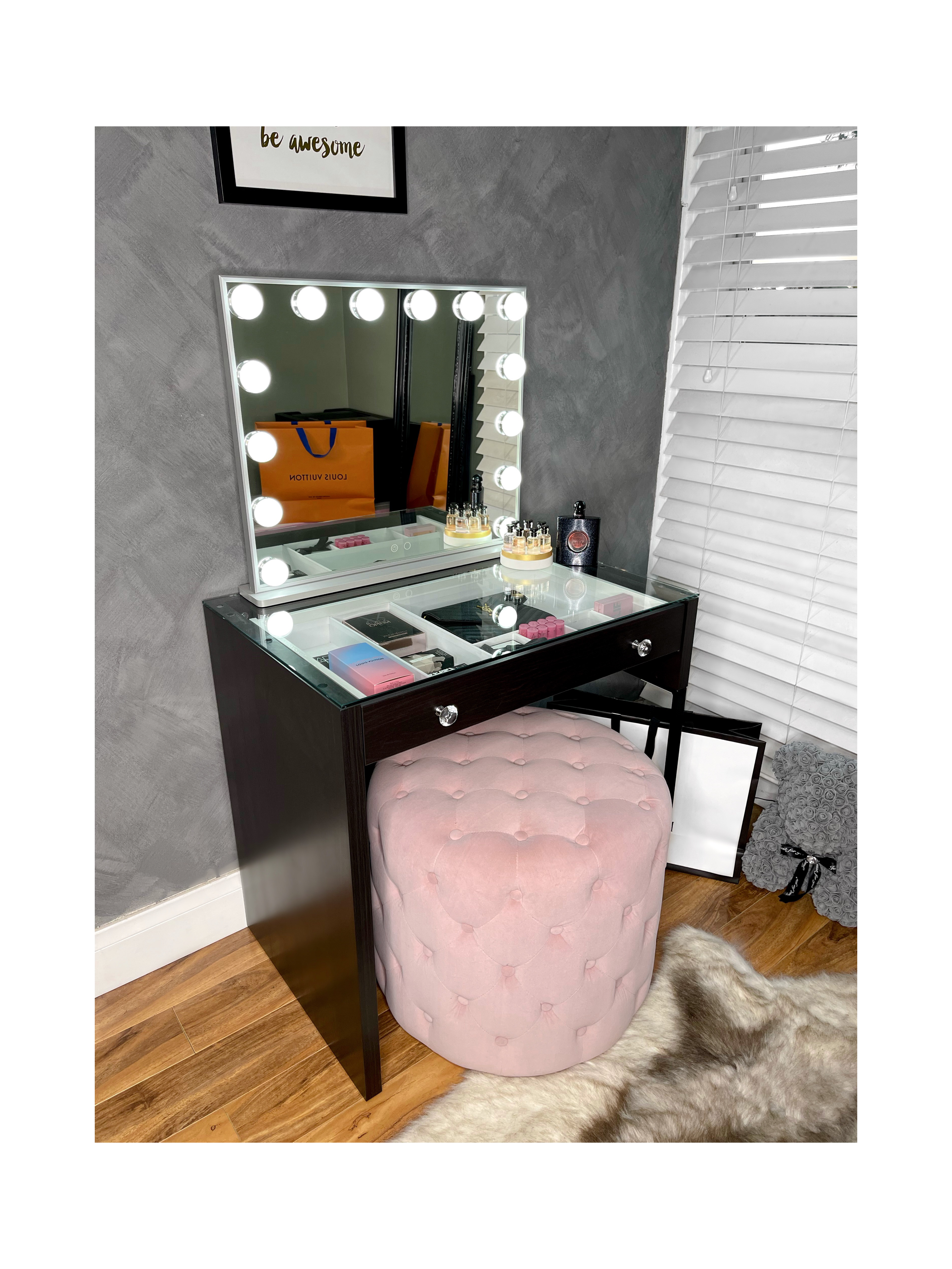 (Set) Hollywood Mirror & Table "Luxe"